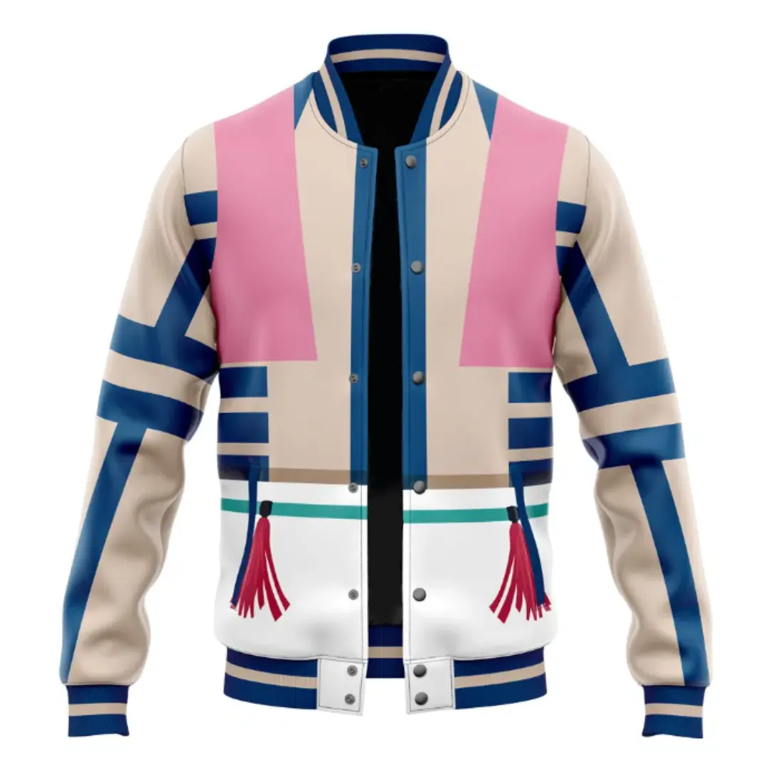 Akaza Pattern Demon Slayer Varsity Jacket Anime Streetwear, Akaza Demon Slayer Varsity Jacket Anime Fan Gift