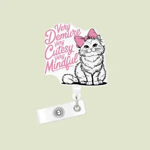 Funny Cartoon Acrylic Bling Retractable Badge Reel, 1/16pcs Belt Clip Retractable Name Badge Holder for Nurse Doctor Student Worker Volunteer, Identification Badges & Supplies