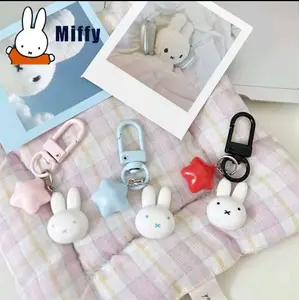 Kawaii Miffyy Rabbit Head Small Pendant Keychain | Cute Doll Keyring Backpack Car Pendant Small Ornament Adorable Charm Decorative Girl Gift