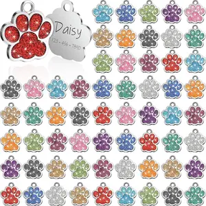 60Pcs Mini Pet ID Tag, Glitter Paw Bling, Cat ID Tag, Dog ID Tag, Custom Engraved, Dog Name Tag, Cat Name Tag, Dog Tags Personalized, Cat Tags Personalized, Pet Tag Personalized - Home Improvement.