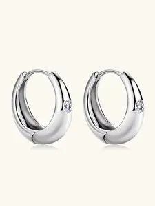 0.12ct moissanite teardrop Huggie ring earrings, S925 silver droplet earrings, sparkling minimalist jewelry