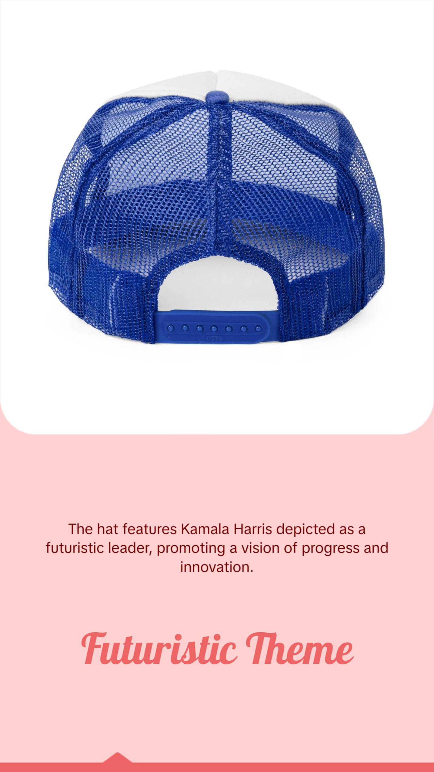 Kamala Harris "Built for Progress" Cyborg Trucker Hat - Futuristic Political Campaign Cap