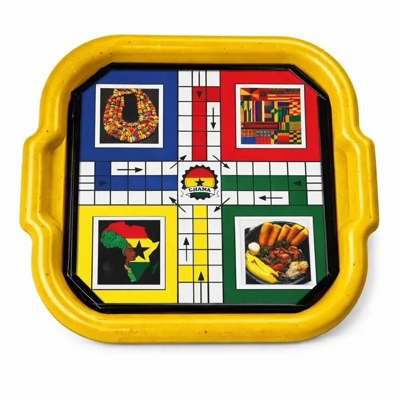 Ghana Custom-Made Classic Board Dice Game, Traditional Race Game with 4 Pieces Per Player & Dice Set for Family Night Fun, Board Games For Family Night