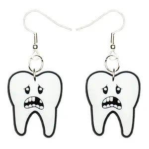 Tooth Teeth Earrings Hypoallergenic Silver Plated Fishhooks Yazzle Dazzle Dentist Teeth Gums Dentures Rotten Decay Wisdom Molar