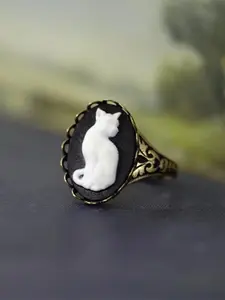 Vintage Cat Design Carved Ring, Fashion Jewelry for Party, Daily Clothing Decor, Trendy All-match & Exquisite Jewelry for Birthday Gift, Vintage Rings