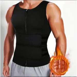 Sauna Sweat Vest For Men,Compression Waist Trainer,Sauna Suit Double Belt Body Shaper for Gym Workout Exercise Solid Color Neoprene Sleeveless Top
