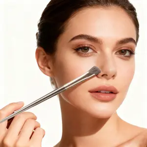 Makeup Brush, Blush Brush, Loose Powder Brush, Nose Shadow Brush, Highlight Brush, Microfiber Bristle Cosmetic Tools Gifts, Multifunctional Makeup Brush, Highlighter Brush, Beauty, Coffee Brown, Beauty Travel Brush, Beauty Accessories