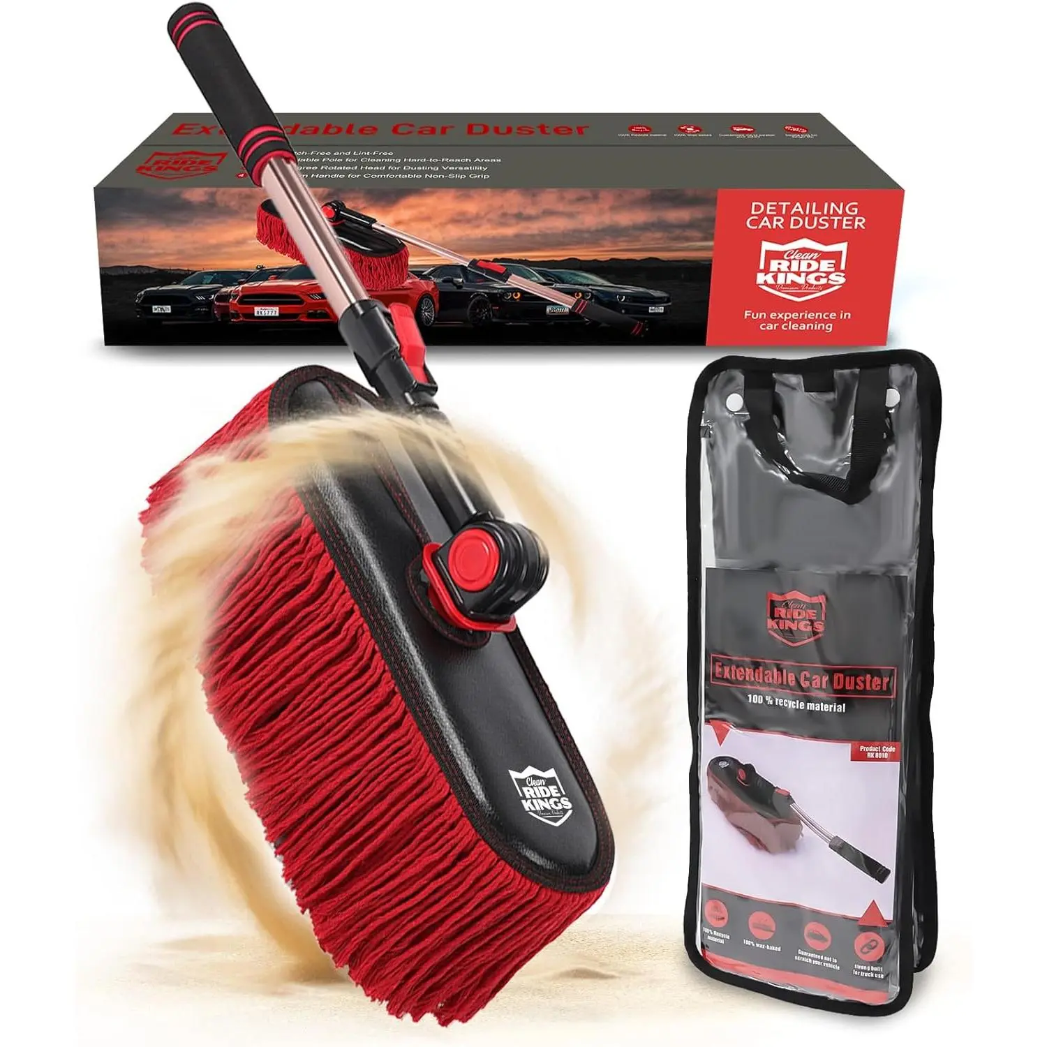 Car Duster Exterior Scratch Free,Soft Brush Kit for Truck,SUV,RV and Motorcycle,Wax Cotton Hair,Car Dusters with Extendable Handle,Duster for Cleaning,Dust Removing,No Lint