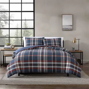 Eddie Bauer Full/Queen Shasta Lake 100% Microfiber Duvet Set Navy Blue