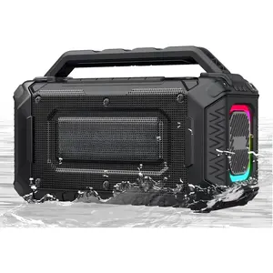 Portable  Speakers for Jobsite - 60W  Loud Outdoor Speaker with Bass,  Boombox w/Stereo Sound & RGB Lights, 12H Playtime, Durable for Work, Workshop, Garage, Camping