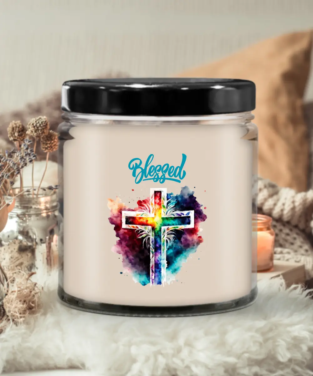 Blessed Candle, Blessed Christian Candle, Bless Cross Candle, Vanilla Candle