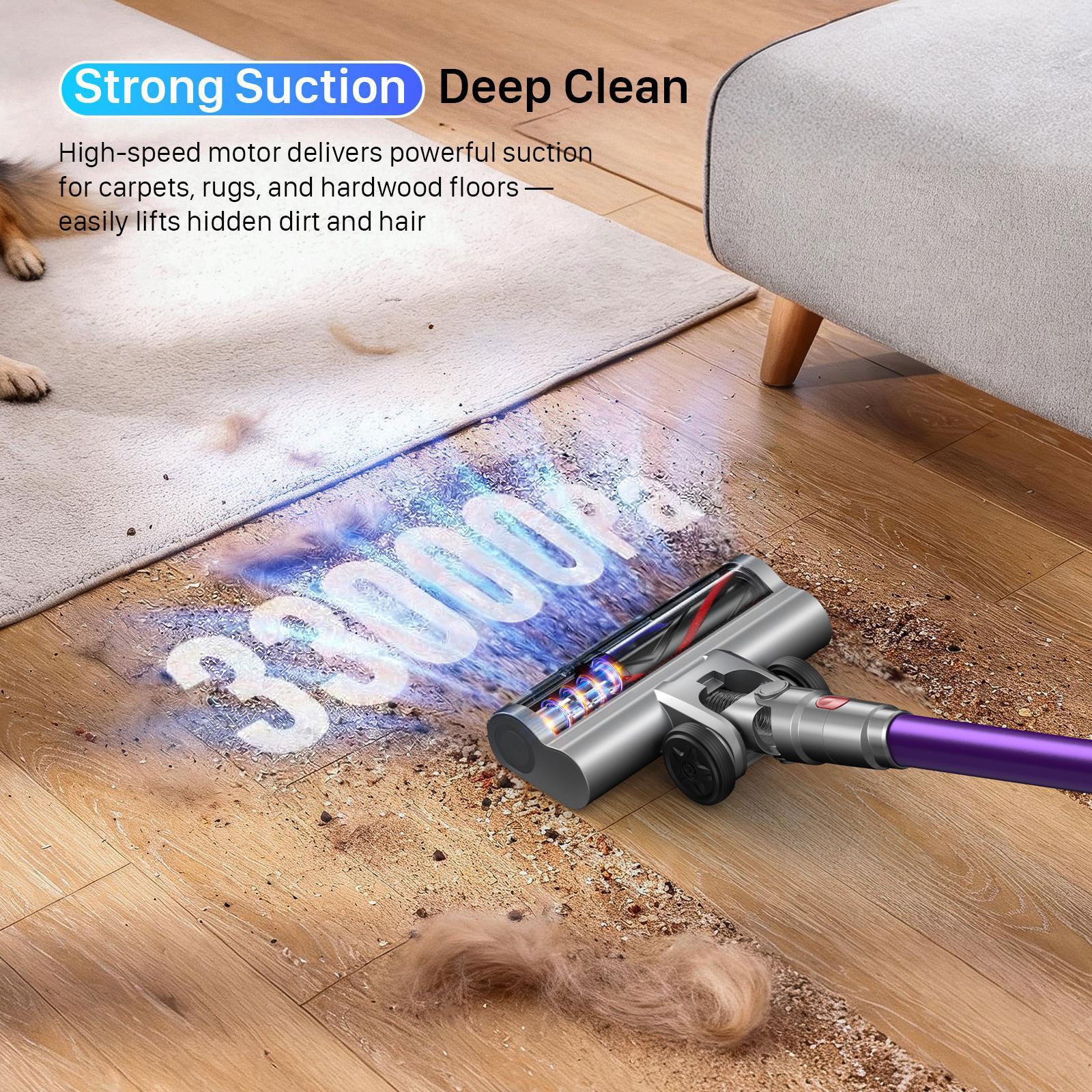 Cordless Vacuum Cleaner,Self-Standing Stick Vacuum Cleaners with HEPA Filter,180W Powerfu Suction 45-Min Runtime, Powerful Suction,Lightweight,Anti-Tangle Brush, LED Light,Detachable Battery, Lightweight for Home/Floor/Carpet/Pet Hair/Car.