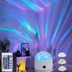 3-in-1 LED Aurora Projection Ambient Light with 16 Light Effects – USB Rechargeable, Touch Function & Remote Control, Bedroom Bedside Romantic Lamp, Party Home Decor