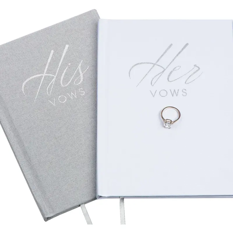 Wedding Vow Book Keepsakes (2 Book Set, His & Hers) Linen Hardcover - Bonus Wedding day Cards - Vow Renewal - Bridal Shower Gifts - Booklet - Journal - Future Mrs & Mr