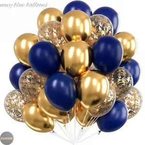 Balloons 30pcs, navy blue balloons Royal Dark Blue Metallic Silver Color Balloon, Confetti Latex Balloon for Weddings, Graduations, Birthdays, Party