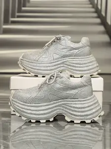 Full Rhinestone Chunky Platform Sneakers | Height Boost & Non-Slip Sole | Perfect for Party & Street Style!  #BlingSneakers #PlatformShoes