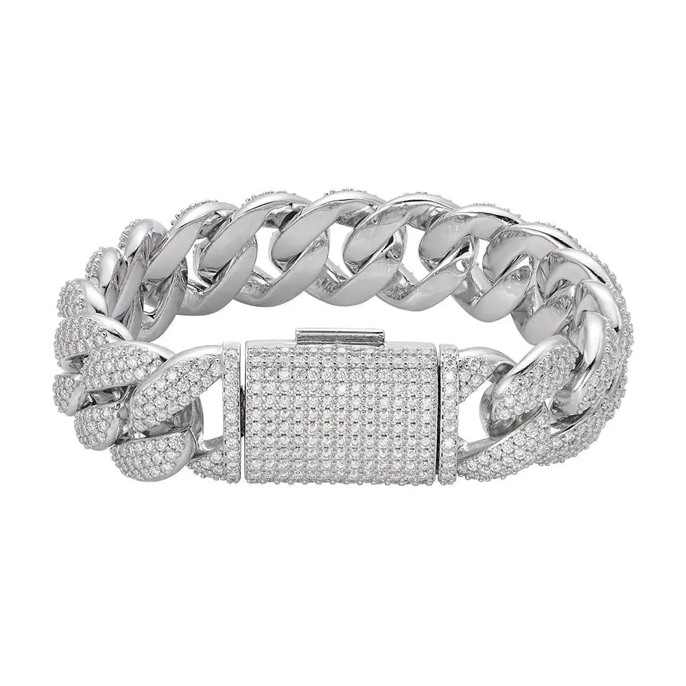 20mm MOISSANITE Miami Cuban Link Bracelet 925 Silver Icy Custom 8 Inch