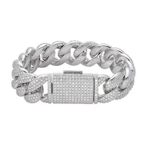 20mm MOISSANITE Miami Cuban Link Bracelet 925 Silver Icy Custom 8 Inch