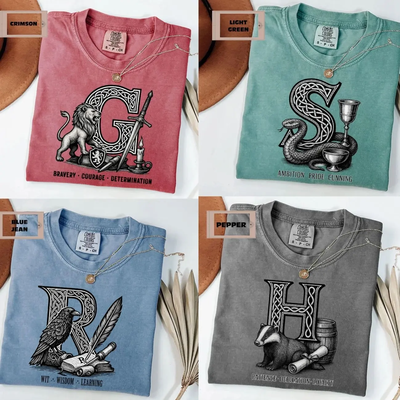 Comfort Colors Wizard House Shirt, Magic School Matching Tees, Vintage Fantasy Family Apparel Gift For Men Women 9587B