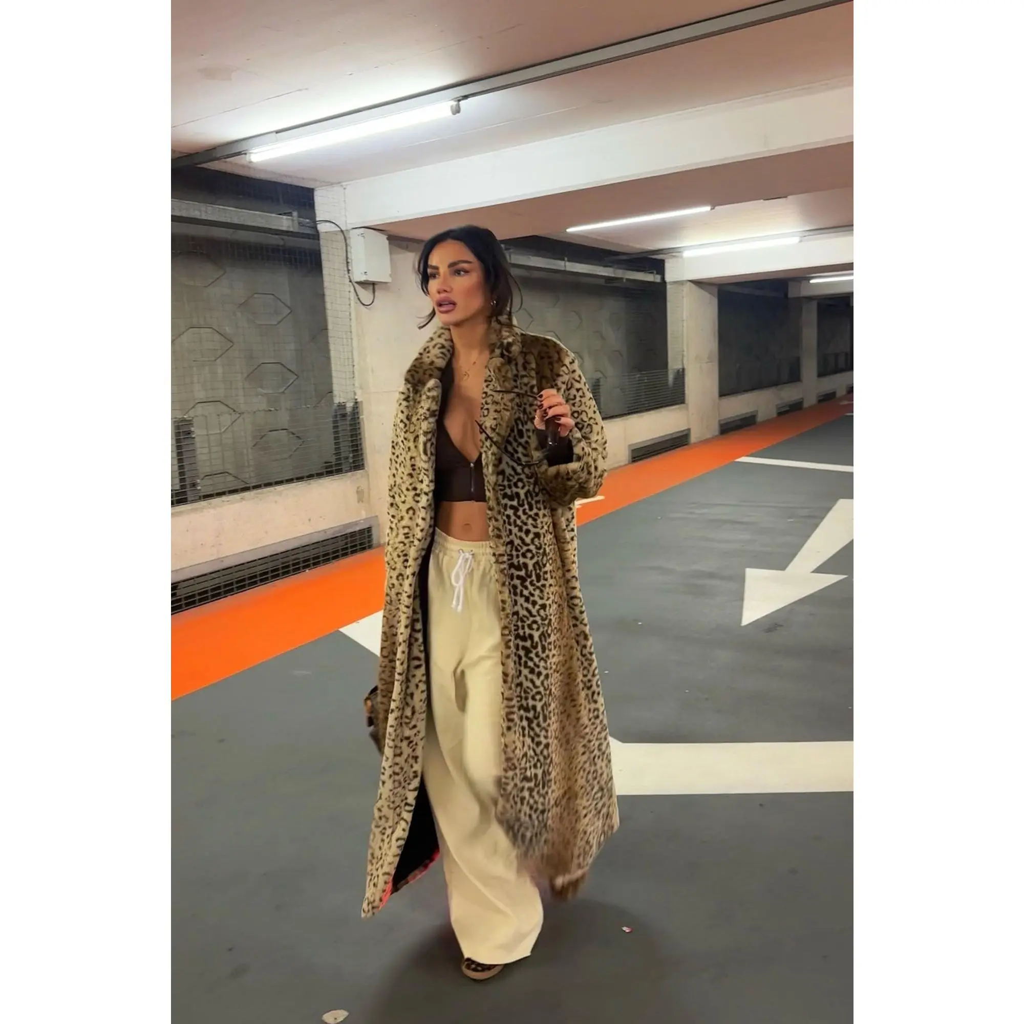 Frida Leopard Faux Fur Coat - Brown/combo