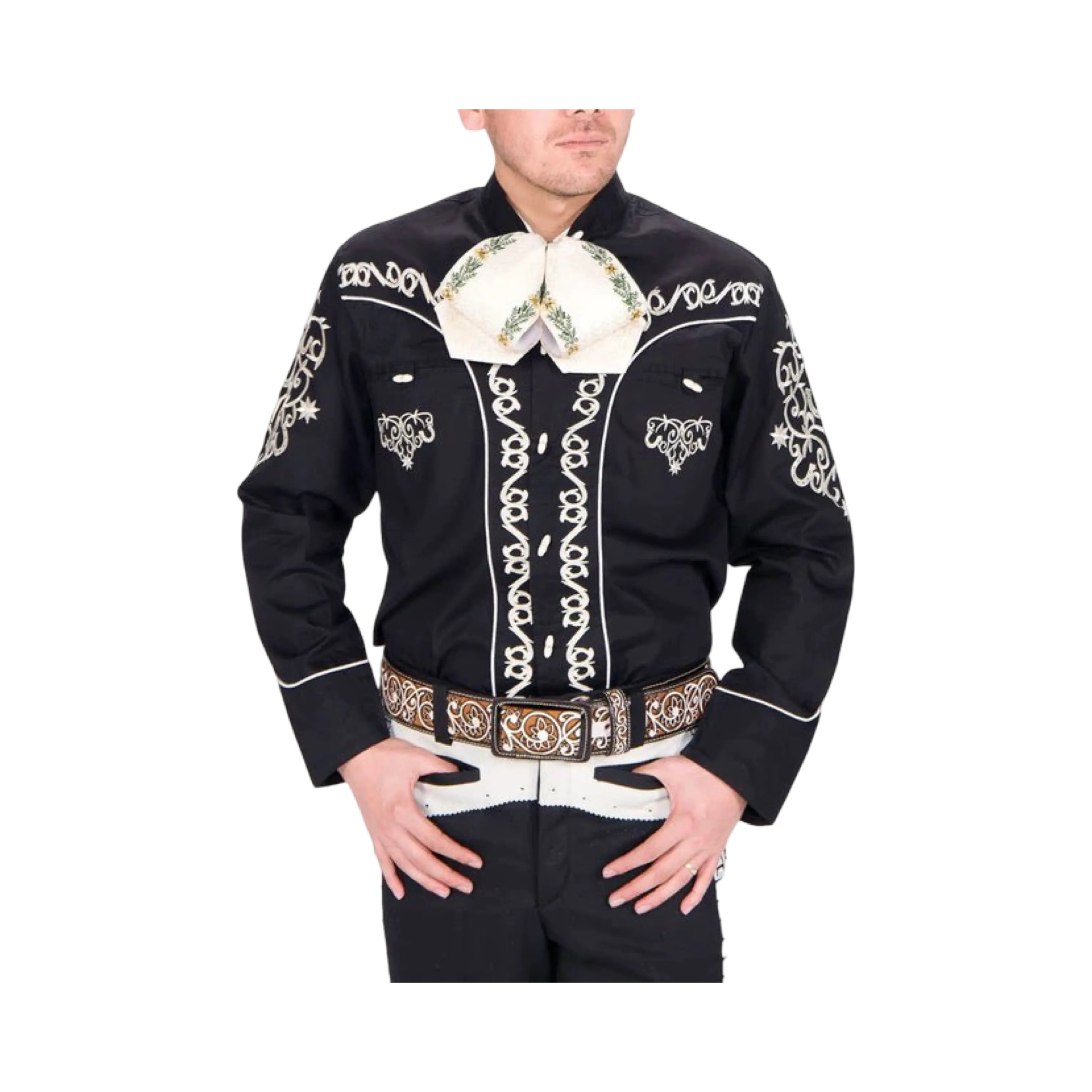 Camisa Charra para Hombre Negra Elegante