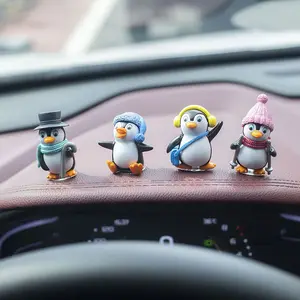 Cute Penguin Design Car Mini Decoration, Cartoon Penguin Car Center Console Ornament, Car Interior Accessories For Car Decoration