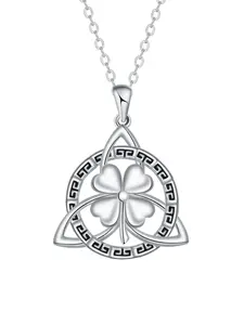 Lucky Leaf Protection Knot Necklace for Women, Leaf Clover Charm Irish Celtic Knot Pendant Necklace, Vintage Amulet Necklace Gifts for Women, Jewelry Gifts, Pure Copper Jewelry