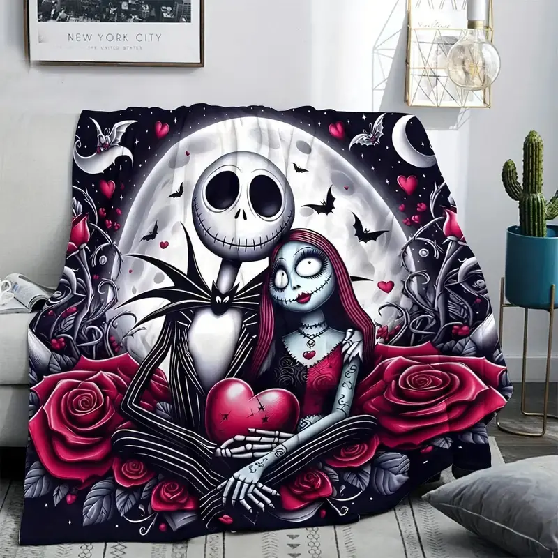 Disney Classic Jack Flannel Throw Blanket - Super Microfiber, Lightweight, Vibrant Purple & Black Movie Design, Gothic Aesthetic, Blanket for Couch, Perfect Gift for Fans, Flannel Throw Blankets, Couch/Office