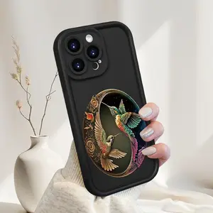 A phone case featuring two colorful hummingbird patterns, TPU shockproof full protection case suitable for iPhone 17/16/15/14/13/12/11 PRO MAX PLUS AIR E XS and PROMAX MINI, an ideal gift for friends and family, T1841