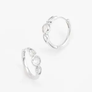 Platinum plated earrings with crystal tone stones modern design