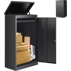 Waterproof Anti-Theft Extra Large Outdoor Package Delivery Box, Secure Storage Galvanized Steel Parcel Drop Box for Outdoor Porch (20.86''L x 16.53''W x 34''H)