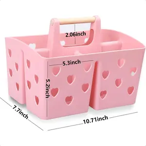 Portable Shower Caddy Plastic Shower Basket Organizer Divided Bathroom Caddy Storage Cleanning Caddy Tote with Handle for Colle