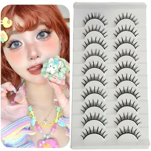 10 Pairs Little Demon Lashes, Voluminous Curled Eyelashes, Comfortable & Long, Barbie & Manga Eye Look, Party Makeup Essential