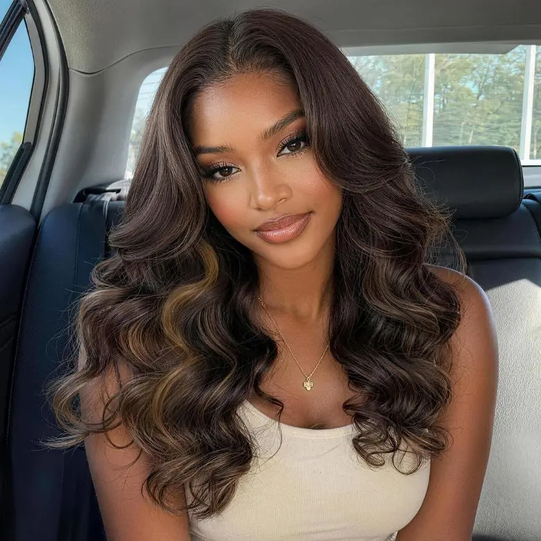 UNice 7x5-Chocolate Brown Balayage Loose Wave Wig Bye-Bye Slip 7×5 Lace Closure Human Hair Glueless Glam-Ready Rich Color Sleek Style