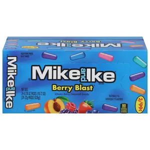 Mike and Ike Berry Blast Chewy Candy Pack of 24 Box Kosher Certified Gluten Free Fat Free Snack Bonbon
