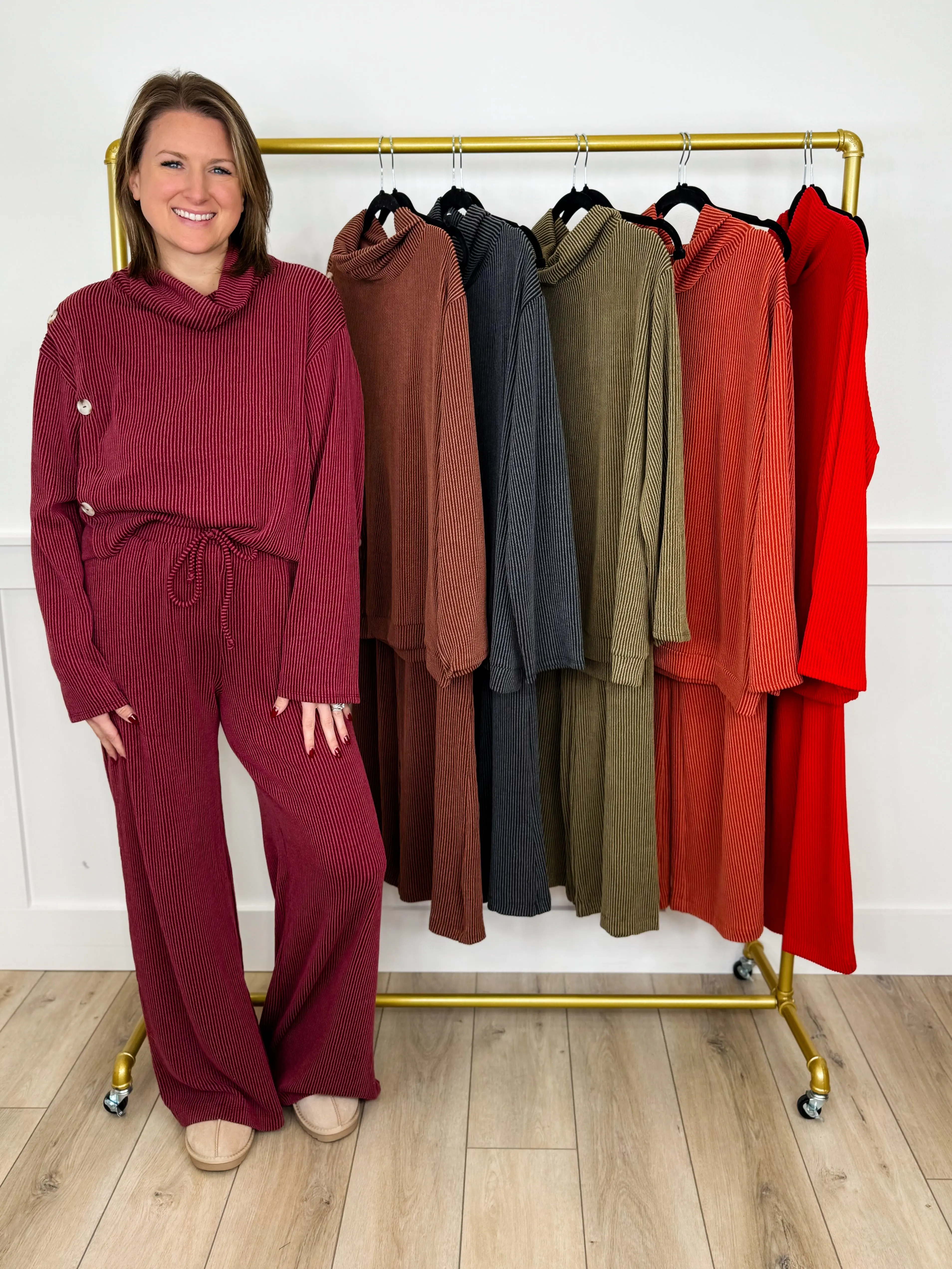 Dear Scarlett Soft Moments High-Rise Ribbed Wide Leg Set - 6 colors!