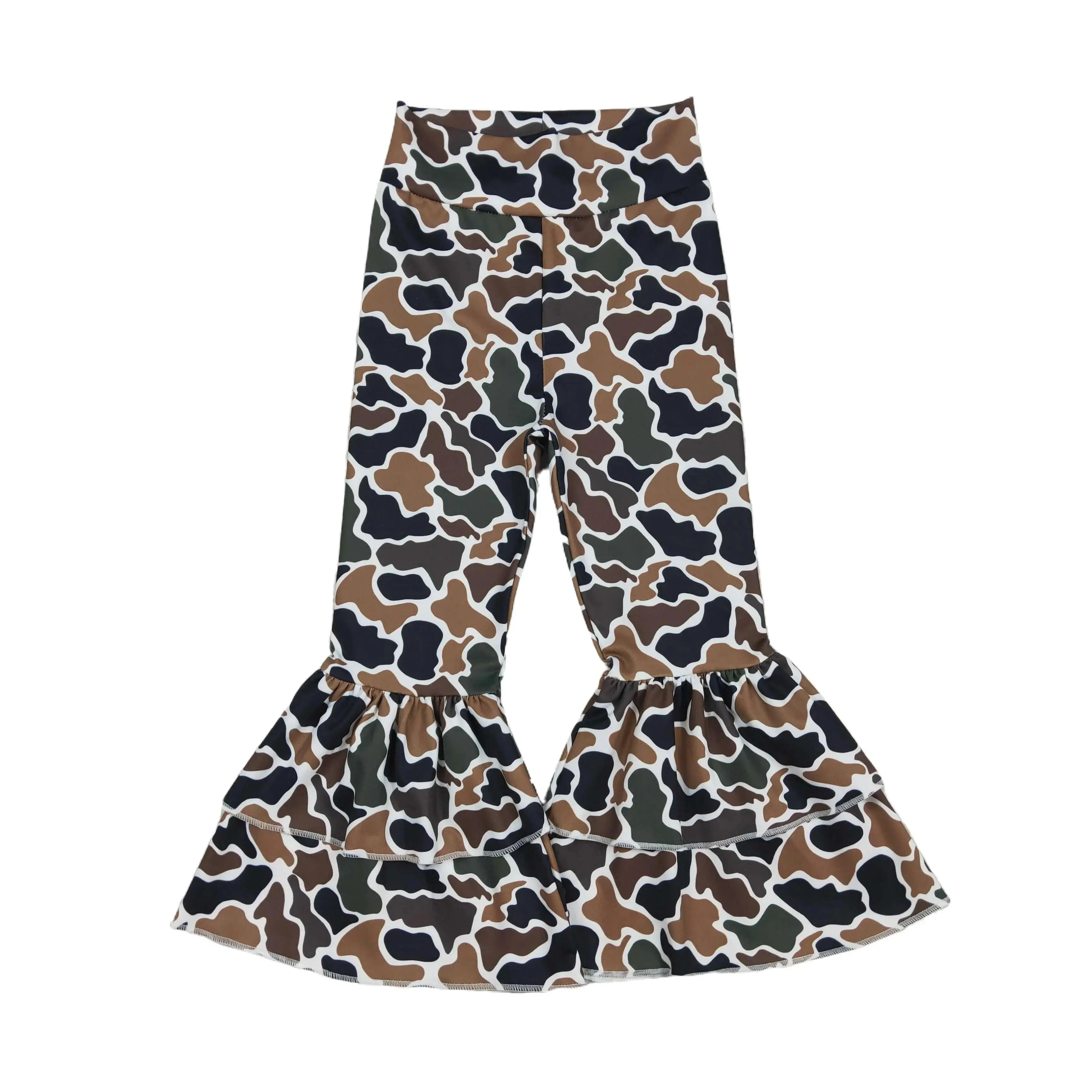 FS Kids Girl Yoga Pant Camo Bell Bottom Sports Pants Winter Atheletic Bottom Ruffels Hunting Clothes  High Waisted Joggers  P0887