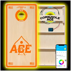 ACE Zone - Orange Cornhole Board Set | Professional with Pro Light Kit