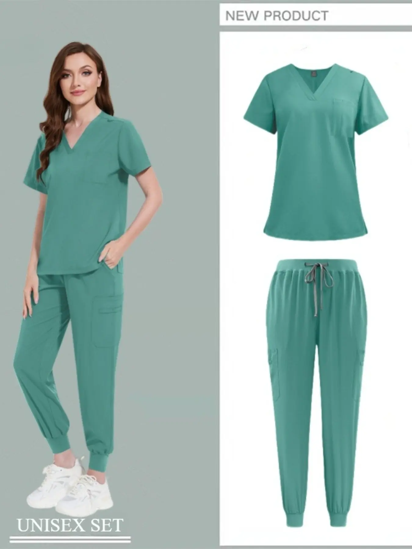 Multi-color Scrub Set Quick-drying Comfortable Skin-friendly Pet Hospital Doctor Nurse Suit Pet Grooming Workwear Set Uniforms Scrubs Uniform for Men and Women Two-piece Set