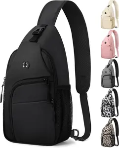 Crossbody Bags for Women Man Waterproof Sling Bag Backpack Trendy Casual Cross Body Bag with Convertible Shoulder Strap Chest Bag for Camping Hiking Travel Essentials (Black, Medium )Gift.