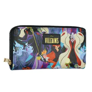 Disney Villains Wallet Character Collage Design Zip Around Clutch Pocketbook