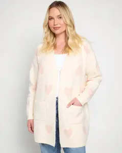 Plus Size Long Pocket Cardigan