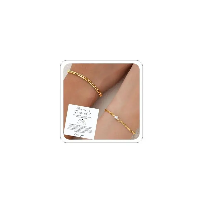 Couple Bracelets for Women Men Permanent Soulmate Distance Relationship Bracelet Stainless Steel Matching Locked Heart Rhinestone Cuban Chain