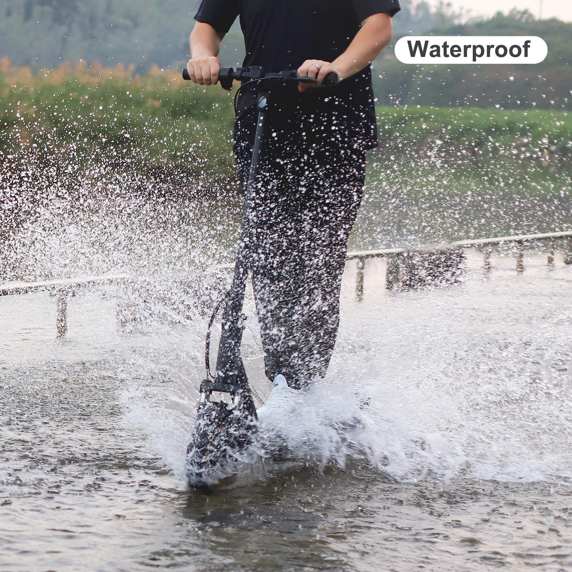 AOVOPRO Esmax High-Speed Electric Scooter 10-inch solid tires 500W motor with front and rear dual shock absorption, range of 22-30 miles, top speed of 22 mph, dual braking system, LED lights, app control, aluminum alloy frame,  Springtok。