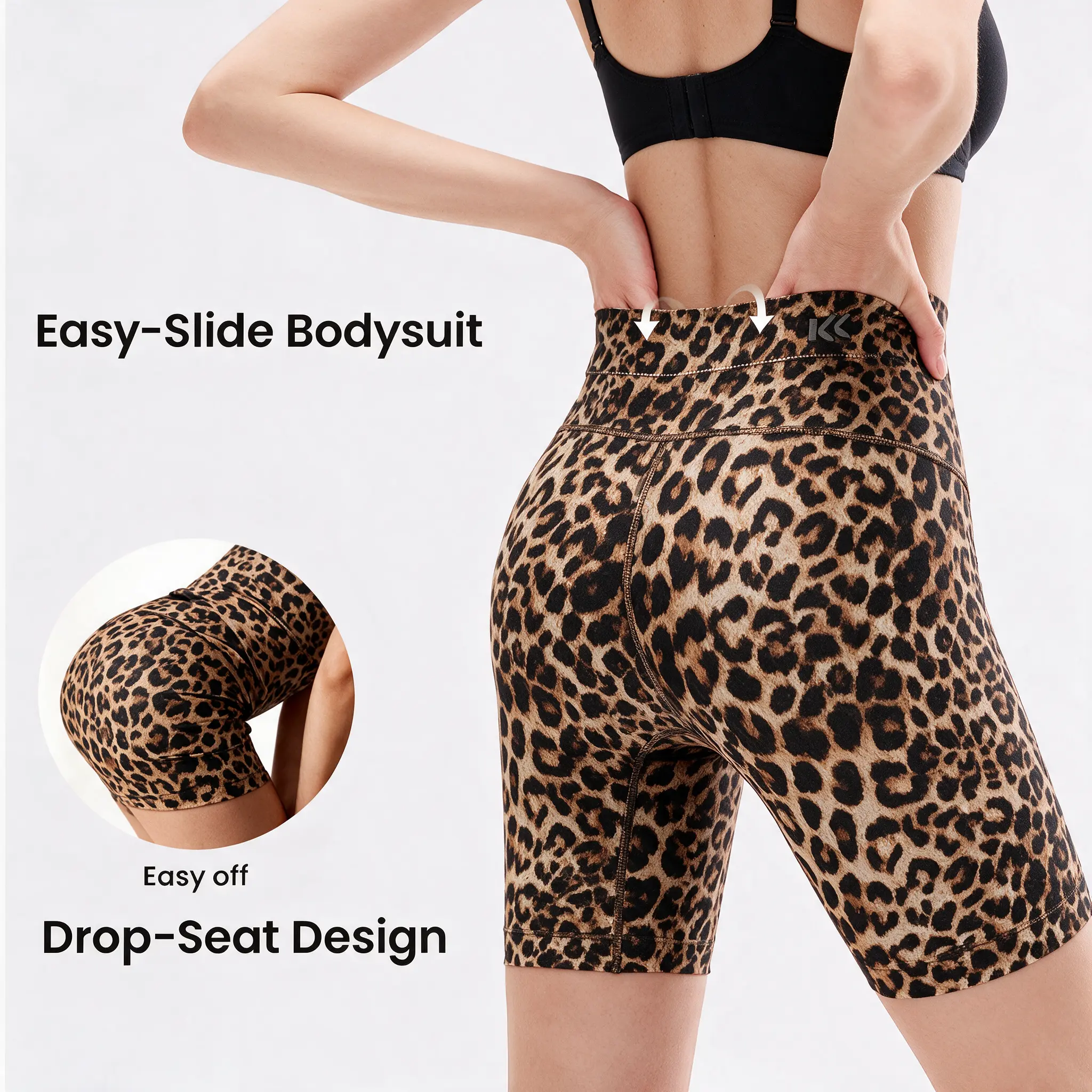 Women's Leopard Print Colombian Compression Shapewear Pants - Lady Female Daily Wear with Tummy Control, Butt Lifting, Back Support, Pleated Split-Back, Cotton Lining, Postpartum Body Contouring, Cotton Liner, Tummy Lift, Multi-Size, Everyday Active, Spor