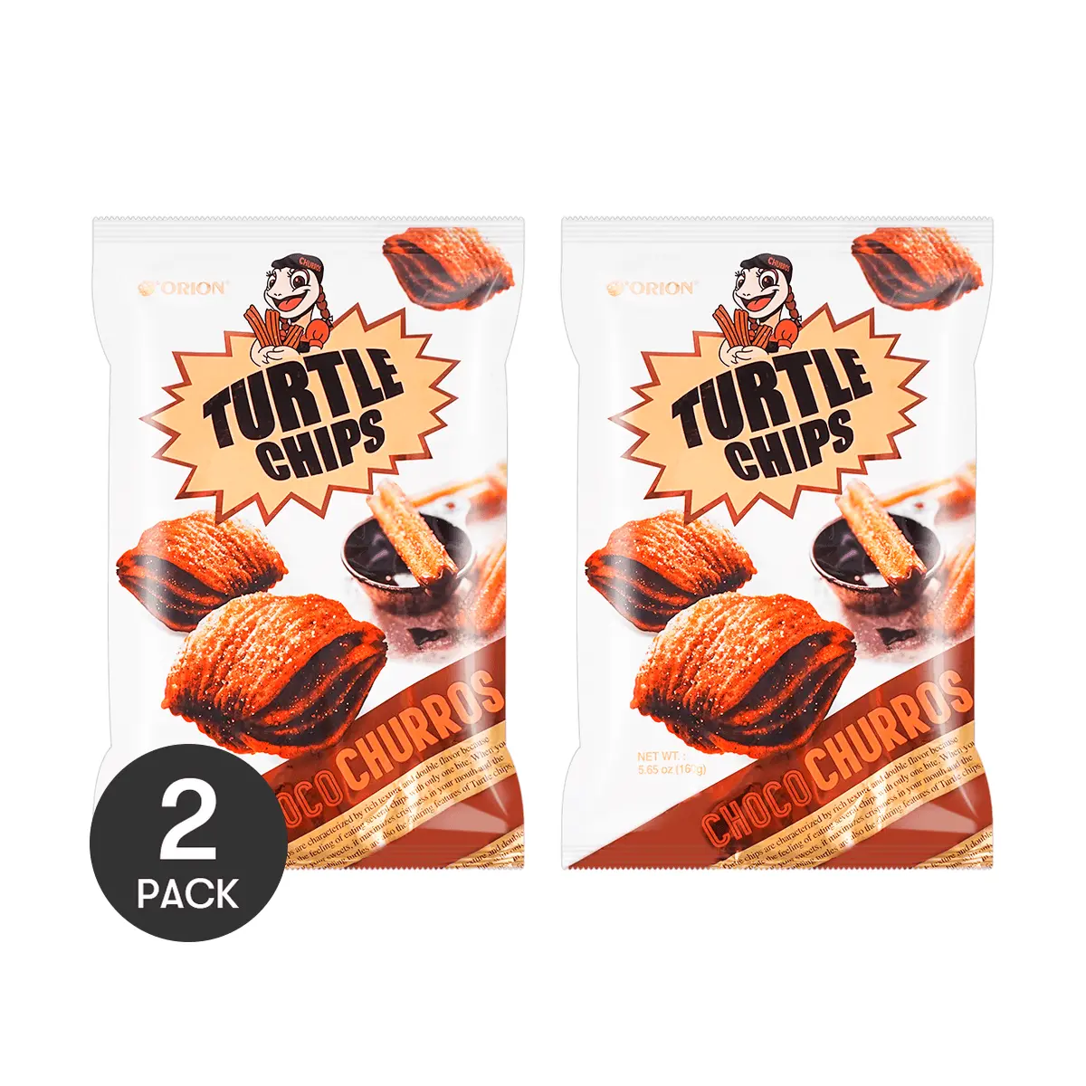 2 Packs ORION Korean Turtle Chips - Cinnamon Chocolate Flavor (160g) 2 Packs ORION Korean Turtle Chips - Cinnamon Chocolate Flavor (160g)