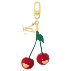 Louis Vuitton x Takashi Murakami Cherry Collection Metal Bag Charm with LV Monogram for Women in Red