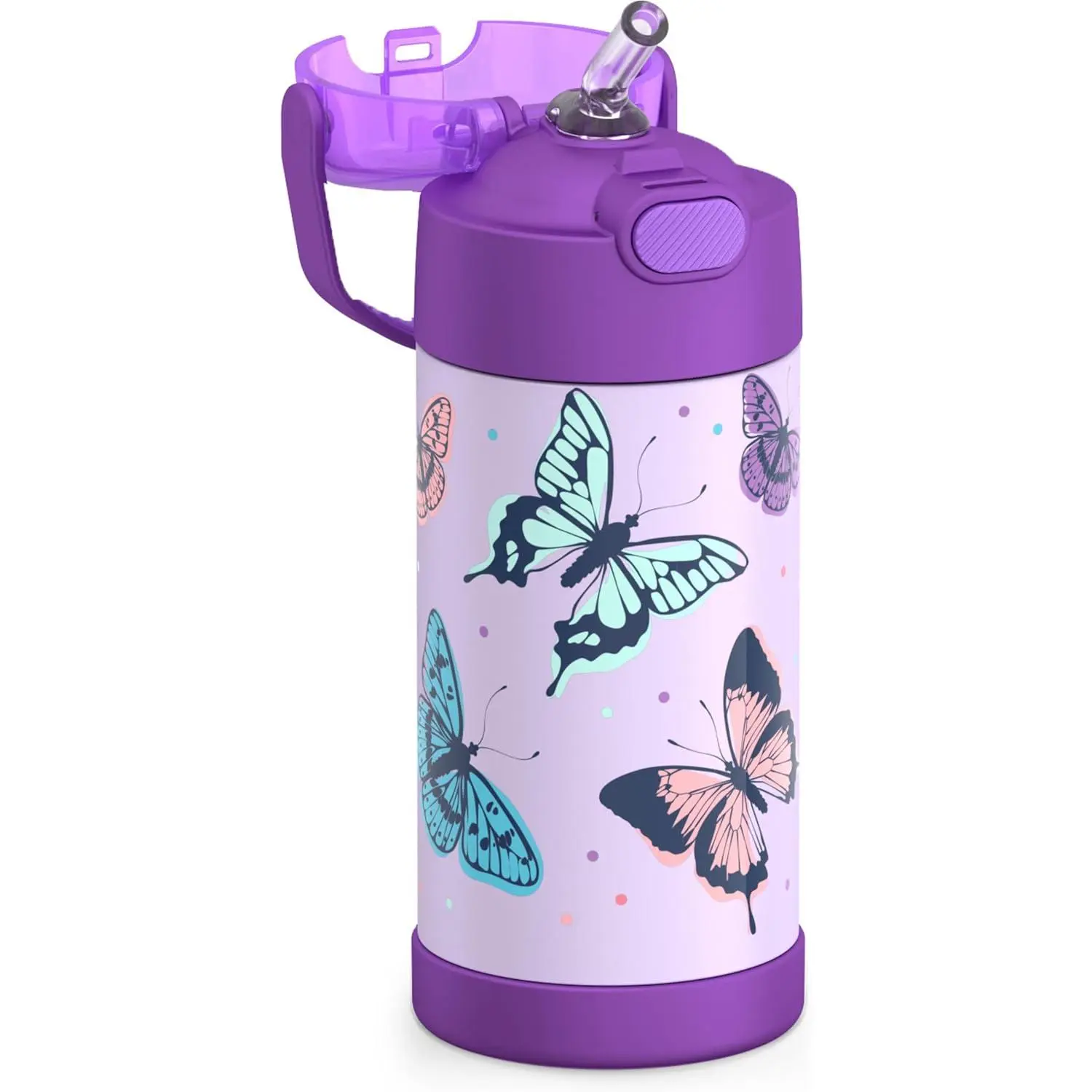 THERMOS FUNTAINER Water Bottle with Straw - 12 Ounce - Kids Stainless Steel  Vacuum Insulated Water Bottle with Lid, Butterfly Frenzy - TikTok Shop