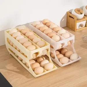 4 Layer Rolling Egg Storage Box, Kitchen Dual Mouth Multi-Layer Incline Automatic Roll Egg Holder, Refrigerator Egg Tray Preservation Box
