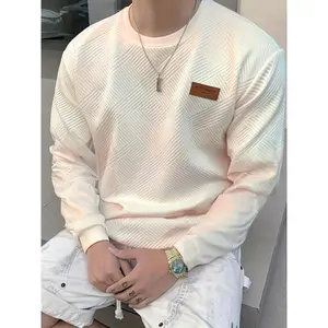 Soft Gradient Color Crew Neck Sweatshirt - Men's Fashion Casual Long Sleeve Polyester - Machine Washable, Ideal for Spring & Autumn